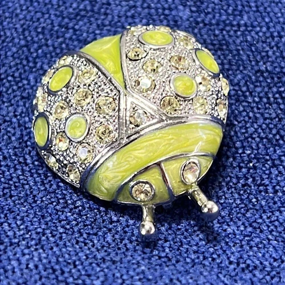 Stunning Vintage TS Green & Silver Ladybug